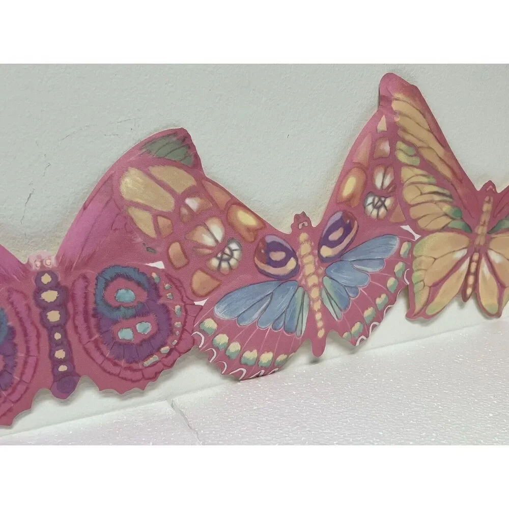 Butterflies Scalloped  Wall Border Juvenile Baby Nursery Pink #TR105314